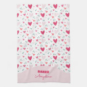 Süßes Rosa-Herzen-Muster Mädchen süße Küche Geschirrtuch (Vertikal)