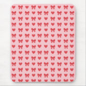 Süßes Rosa-Herzen- und Schleifen-Muster Mousepad (Vorne)
