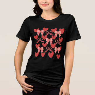 Süßes Rosa-Herzen- und Schleifen-Valentinstag-T-Sh Tri-Blend Shirt