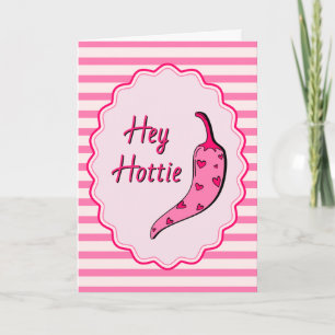 Süßes Rosa Hey Hottie Funky Lustiges Valentinstag Feiertagskarte
