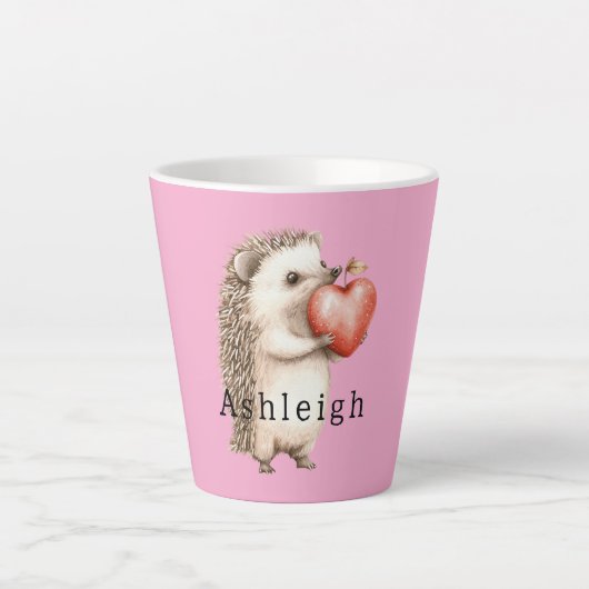 Süßes rosa Igel-Herz-Tier Milchtasse (Vorderseite)