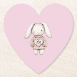 Süßes rosa Kaninchen rosa Pullover Herz Baby Showe Untersetzer