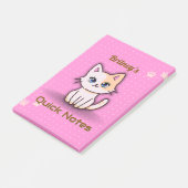 Süßes Rosa Kätzchen Katze Personalisierter Name Post-it Klebezettel (angewinkelt)