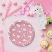 Süßes rosa Kawaii-Hasen-Doodle Pappteller (Party)