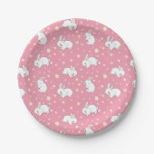 Süßes rosa Kawaii-Hasen-Doodle Pappteller (Vorderseite)