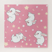 Süßes rosa Kawaii-Hasen-Doodle Puzzle (Horizontal)