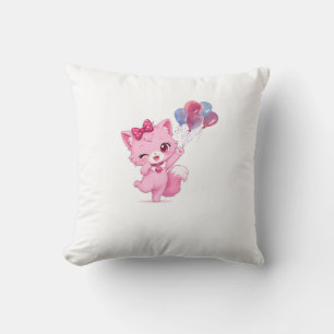 Süßes Rosa Kawaii-Kätzchen-Kissen mit farbenfrohen Kissen