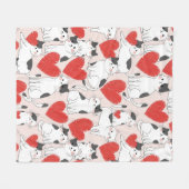 Süßes Rosa Kawaii Katzen & Herzen Muster (7) Fleecedecke (Vorderseite (Horizontal))