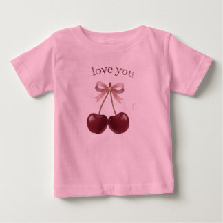 Süßes Rosa Kirsche Love You T-Shirt – Süße Schleif