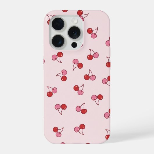 Süßes rosa Kirschfruchtmuster iPhone Hülle (Rückseite)