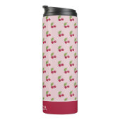 Süßes rosa Kirschmuster personalisiert Thermosbecher (Nach rechts gedreht)