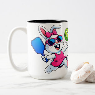 Süßes rosa Kleid Pickleball-Häschen Zweifarbige Tasse