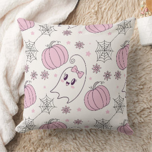 Süßes rosa Kürbis Halloween-Muster Kissen
