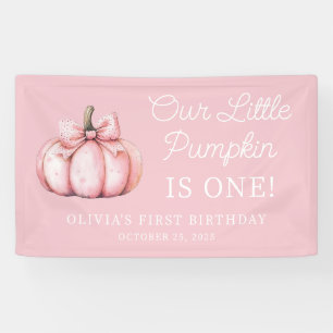 Süßes rosa Kürbismädchen Baby 1. Geburtstag Banner