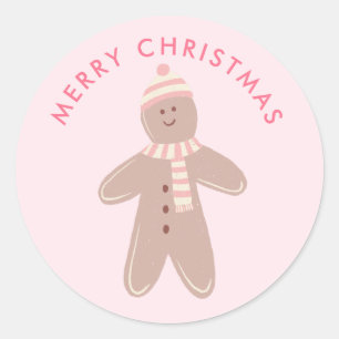 Süßes rosa Lebkuchen Erstes Weihnachten Runder Aufkleber