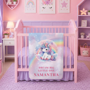 Süßes Rosa Lila Einhorn Mädchen Geburtstag Baby Bl Fleecedecke
