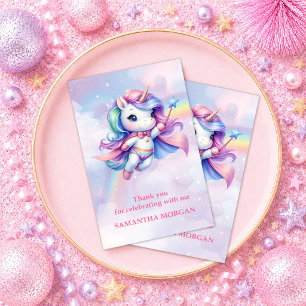 Süßes Rosa Lila Einhorn Magischer Tag Dankeschön A Dankeskarte