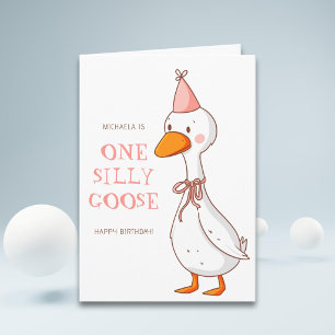 Süßes rosa Mädchen Ein alberner Gans-Geburtstag Karte