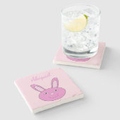 Süßes rosa Mädchen-Hasen-Gesicht Frühling Ostern C Steinuntersetzer (Seitenansicht)