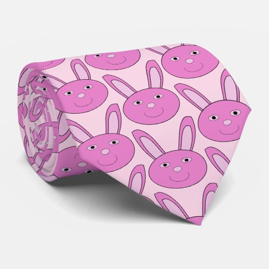 Süßes rosa Mädchen-Hasen-Gesicht Frühling Ostern Krawatte (Gerollt)