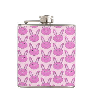 Süßes rosa Mädchen-Hasen-Gesicht Frühling Ostern M Flachmann