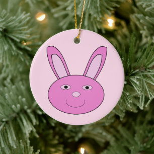 Süßes Rosa Mädchen-Hasen-Gesicht mit individuellem Keramik Ornament