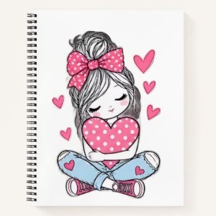 Süßes rosa Mädchen-Herzen-Klassik-Notizbuch Notizblock