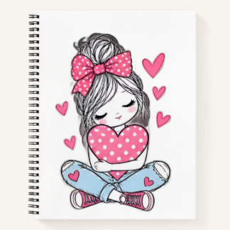 Süßes rosa Mädchen-Herzen-Klassik-Notizbuch Notizblock