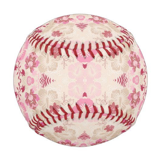 Süßes rosa modernes Blumenmuster Baseball (Vorderseite)