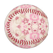 Süßes rosa modernes Blumenmuster Baseball (Vorderseite Links)