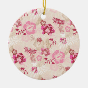 Süßes rosa modernes Blumenmuster Keramik Ornament