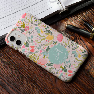 Süßes rosa Monogramm Name personalisiert Mädchenha Case-Mate iPhone Hülle