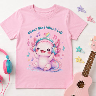 Süßes Rosa Musikalisches Axolotl Monogramm T-Shirt