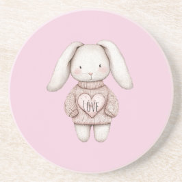 Süßes rosa niedliches Kaninchen rosa Pullover Herz Getränkeuntersetzer