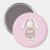 Süßes rosa niedliches Kaninchen rosa Pullover Herz Magnet (Vorderseite/Rückseite)