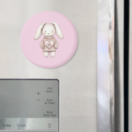 Süßes rosa niedliches Kaninchen rosa Pullover Herz Magnet