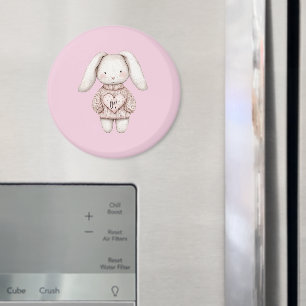 Süßes rosa niedliches Kaninchen rosa Pullover Herz Magnet