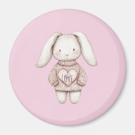 Süßes rosa niedliches Kaninchen rosa Pullover Herz Magnet