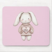 Süßes rosa niedliches Kaninchen rosa Pullover Herz Mousepad (Vorne)