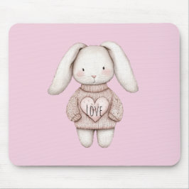 Süßes rosa niedliches Kaninchen rosa Pullover Herz Mousepad