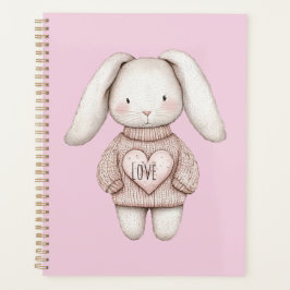 Süßes rosa niedliches Kaninchen rosa Pullover Herz Planer