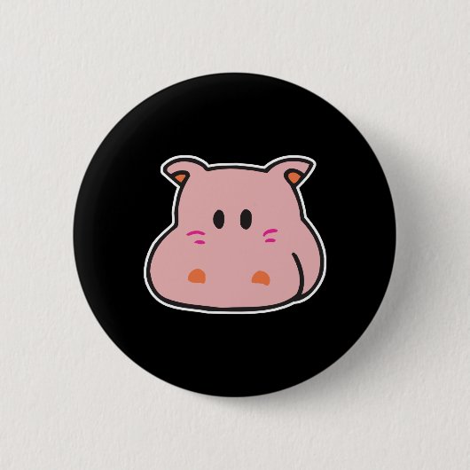 süßes rosa Nilpferd Gesicht Button (Vorderseite)