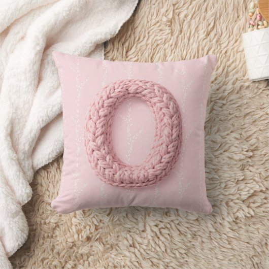 Süßes rosa O Monogramm Anfangs gehäkelt boho Kissen (Decke)