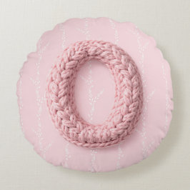 Süßes rosa O Monogramm Anfangs gehäkelt boho Rundes Kissen