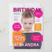 Süßes rosa oranges Titelbild für Mädchen-Kindermag Einladung (Vorderseite)