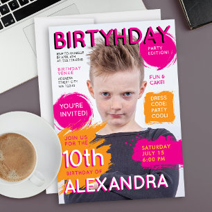 Süßes rosa oranges Titelbild für Mädchen-Kindermag Einladung