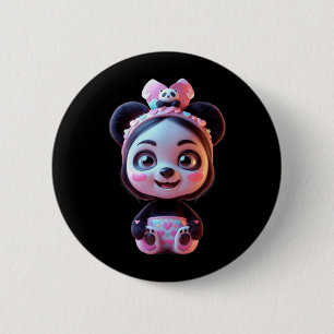 Süßes rosa Panda-Mädchen lustiges Unisex-Design fü Button