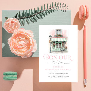 Süßes Rosa Paris Bonjour zum vierten 4. Geburtstag Einladung