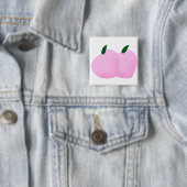 Süßes Rosa Pfirsich Fruchtliebhaber-Geschenk Button (Beispiel)