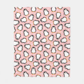 Süßes rosa Pinguin-Muster Fleecedecke (Vorderseite)